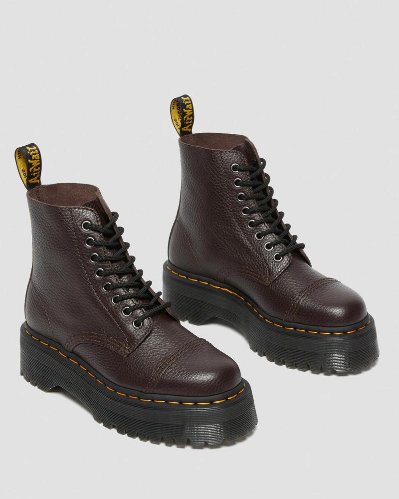 Dr Martens Sinclair Milled Nappa Leren Platform Laarzen Dames Bordeaux | NL 525ILH